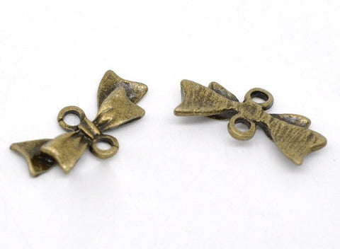 Antique Bronze Bow Tie Charm Connectors