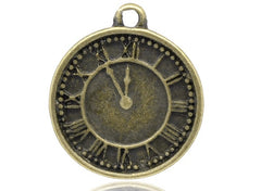 Antique Bronze Clock Face Charm Pendants