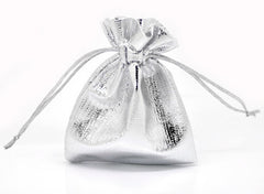 Silver Organza Gift Bag Pouches
