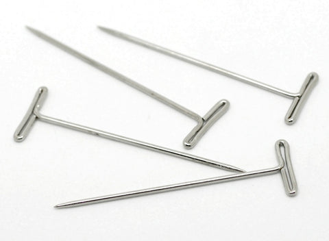 Silver Tone Metal T Pins (50mm)